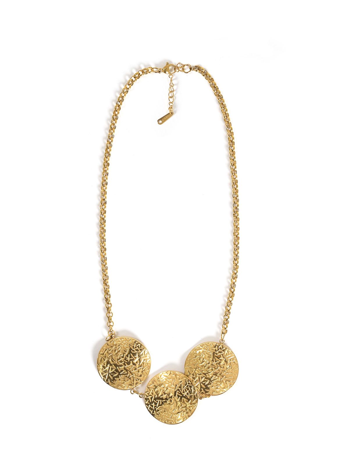 Mat Fashion Κολιέ με τριπλά στρογγυλά charms Χρυσο
