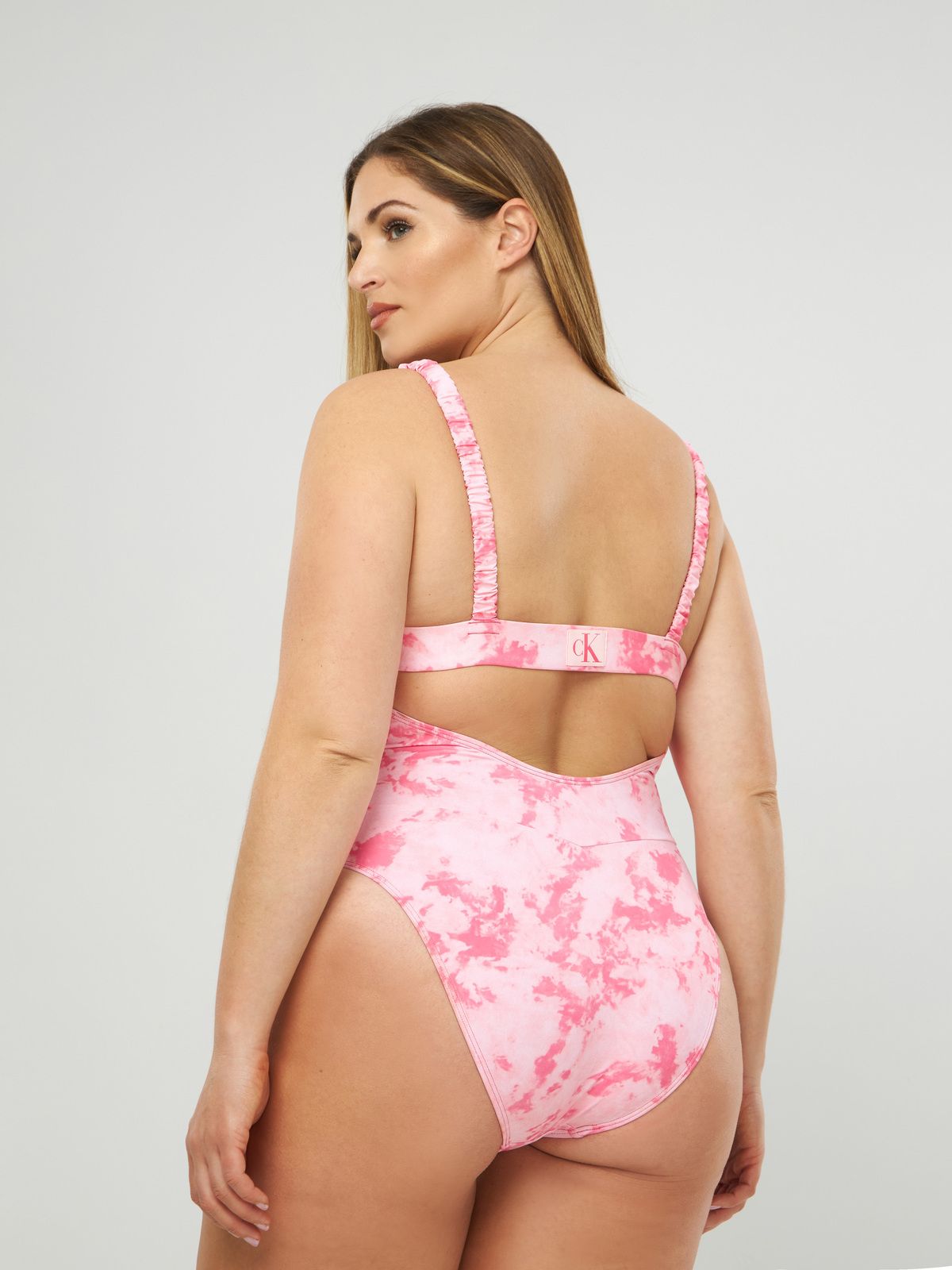 Open Back Swimsuit - Tie Dye Pink Aop