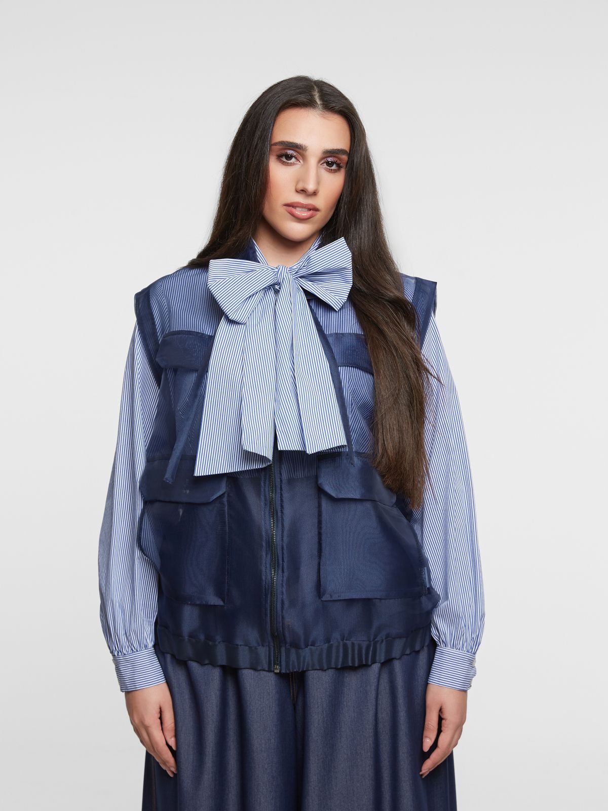 Organza hooded vest