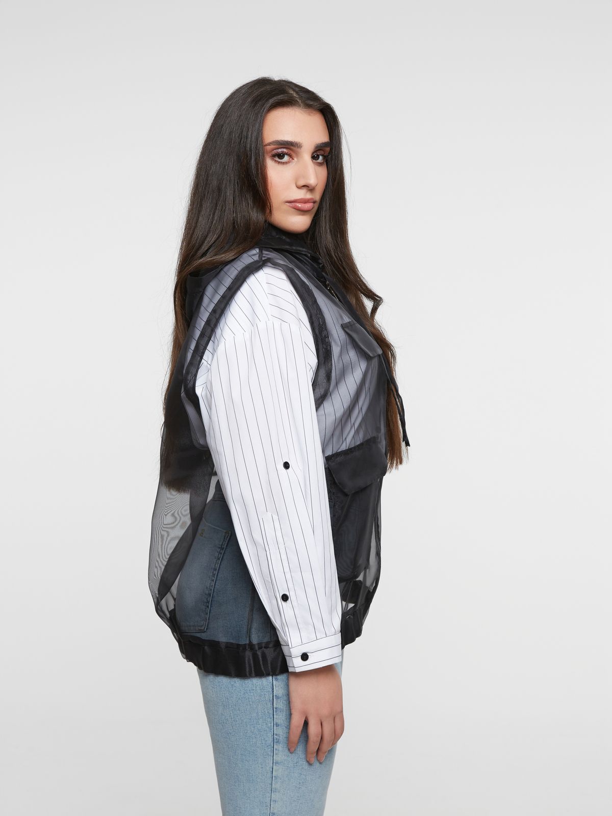 Organza hooded vest