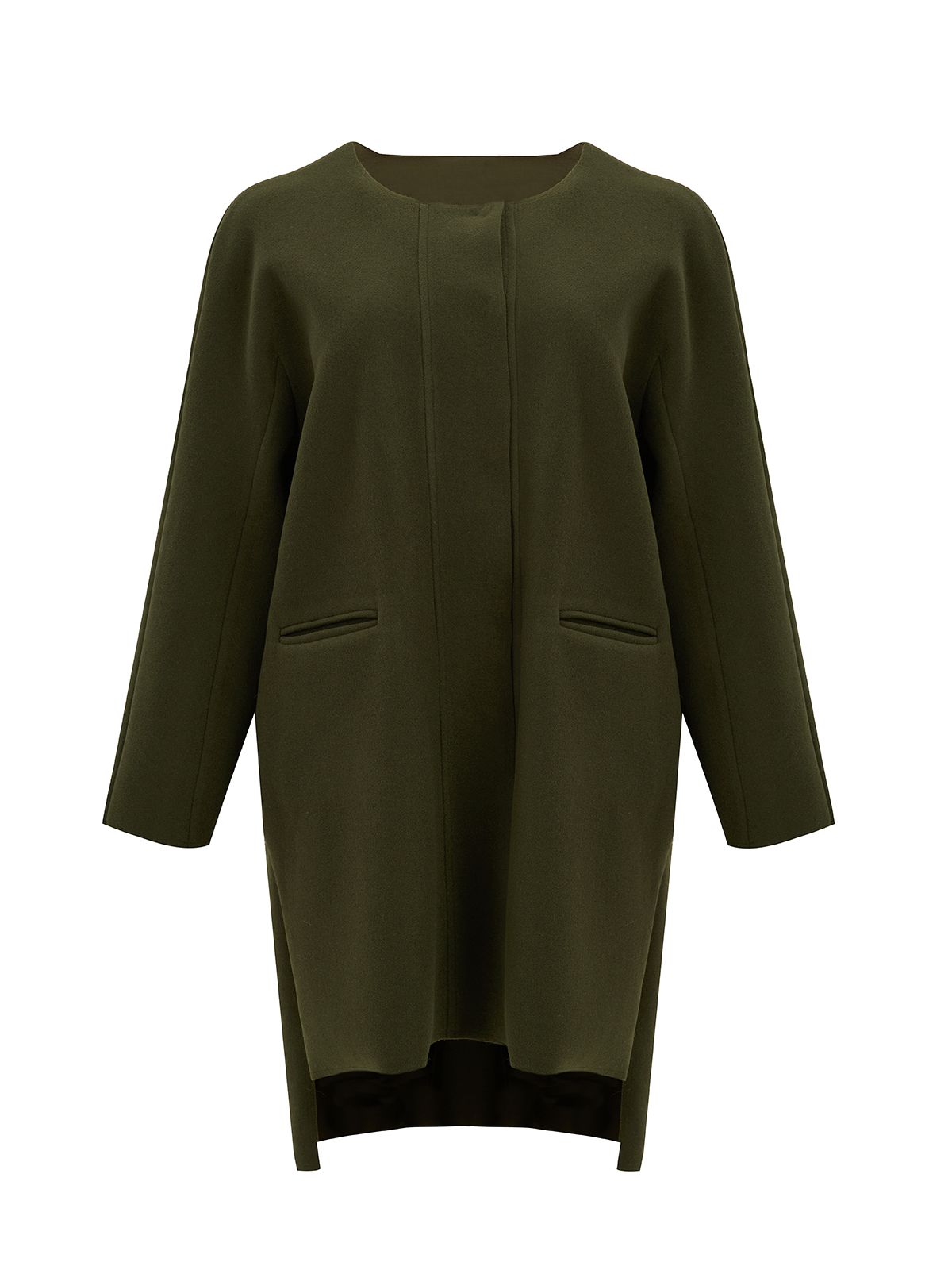 Oversized coat with button-up closure