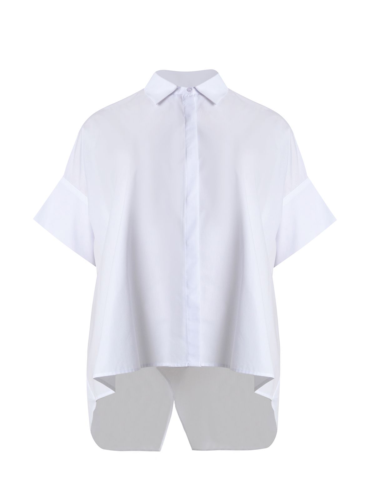 Oversized cotton-blend poplin shirt with printed back