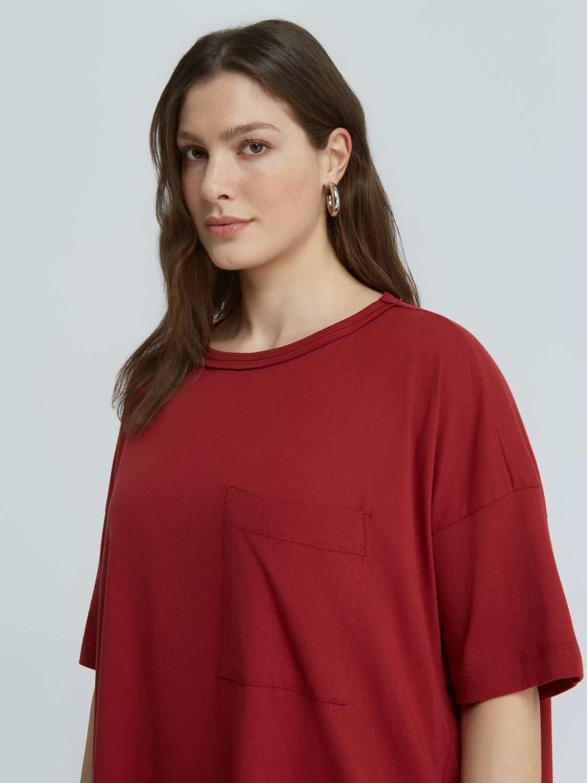 Oversized cotton t-shirt with chest pocket