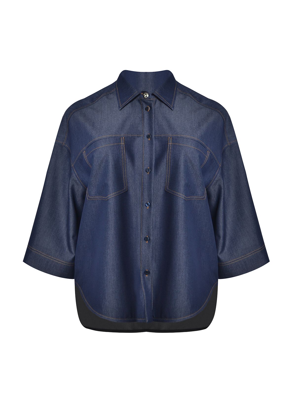 Oversized denim shirt with pockets