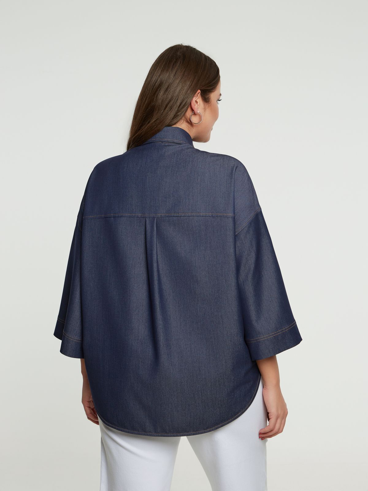 Oversized denim shirt with pockets