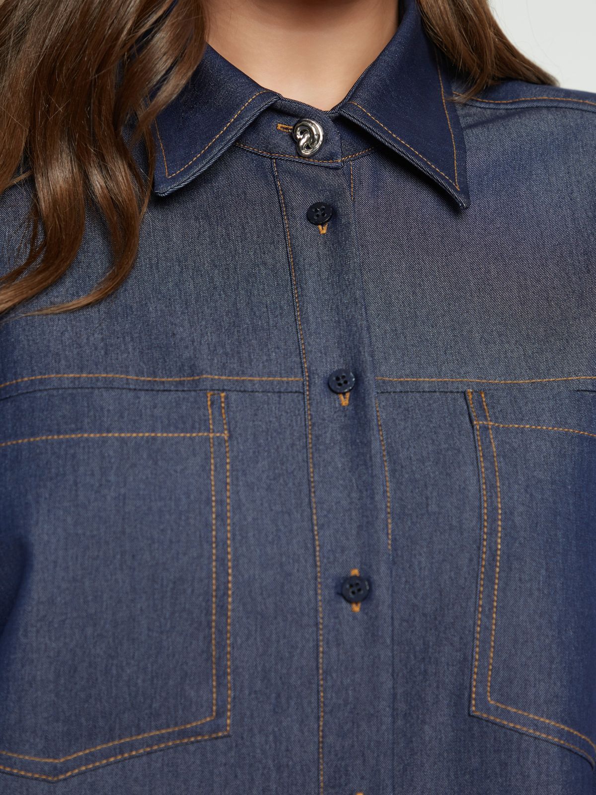 Oversized denim shirt with pockets