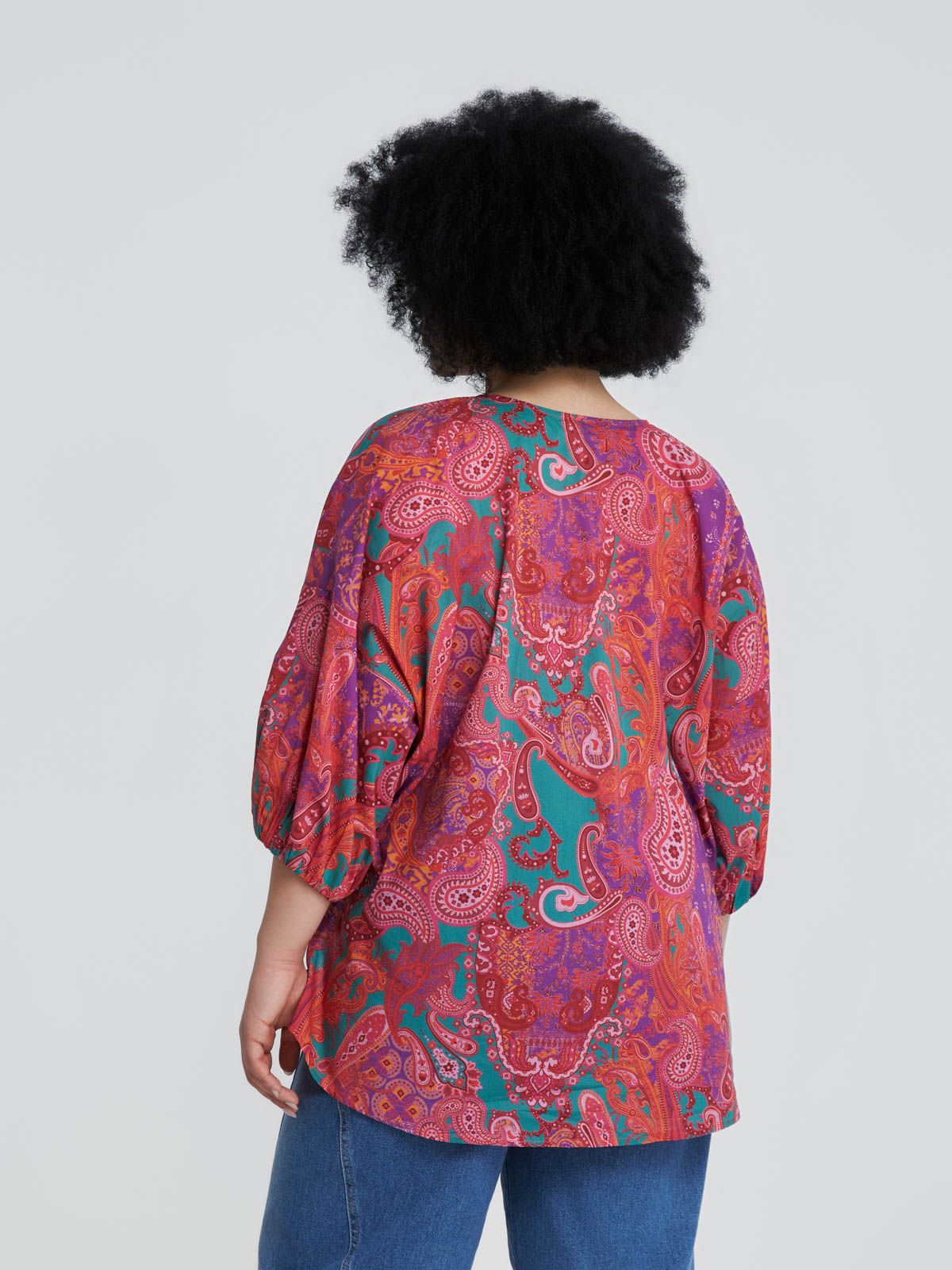 Paisley print cotton blouse with tie detail