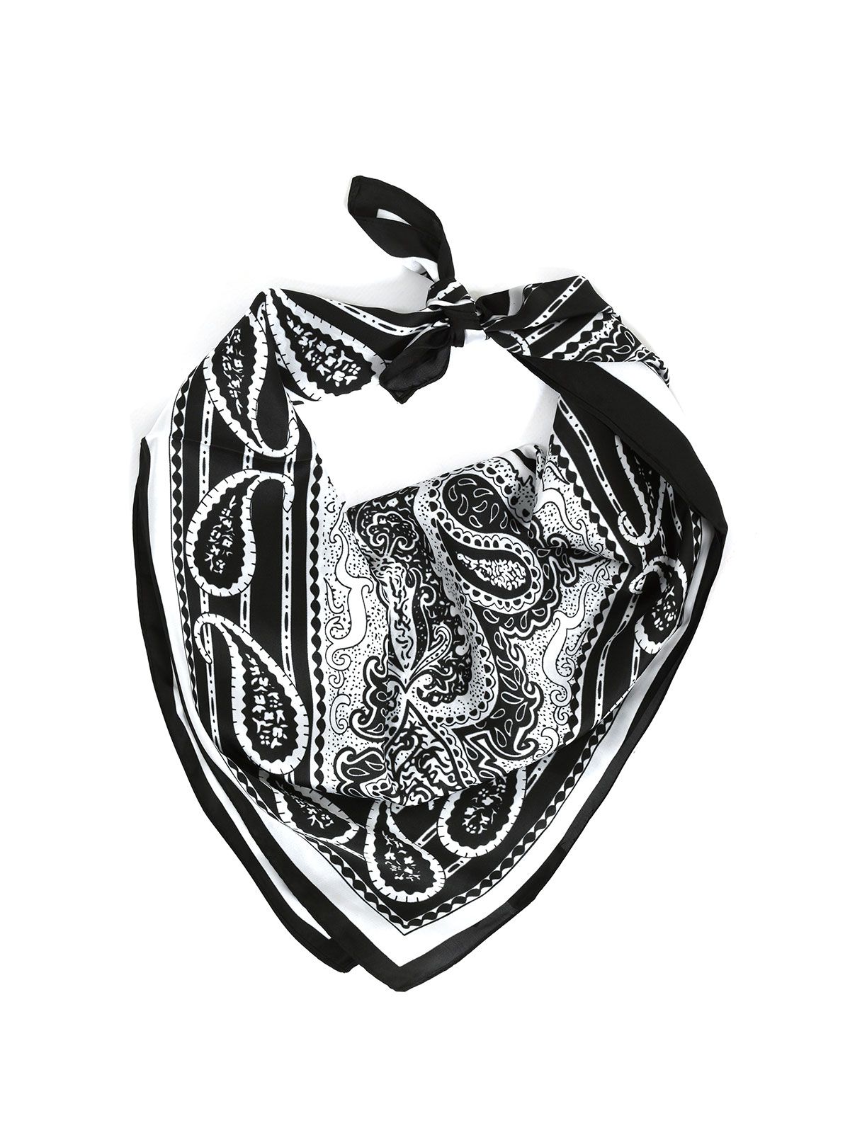 Mat Fashion Σατέν φουλάρι με paisley print Λευκο, Μαυρο