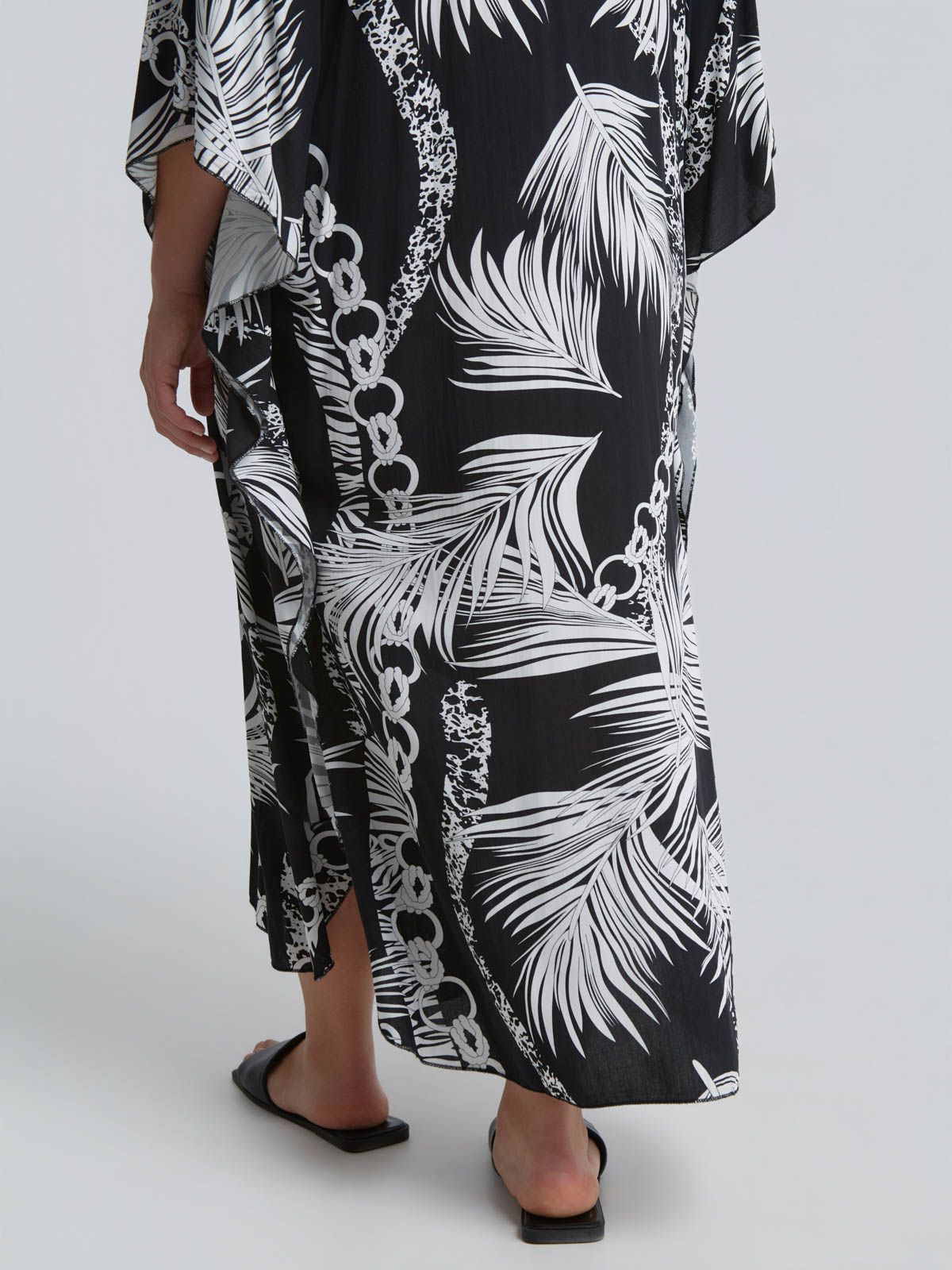 Palm print kaftan dress