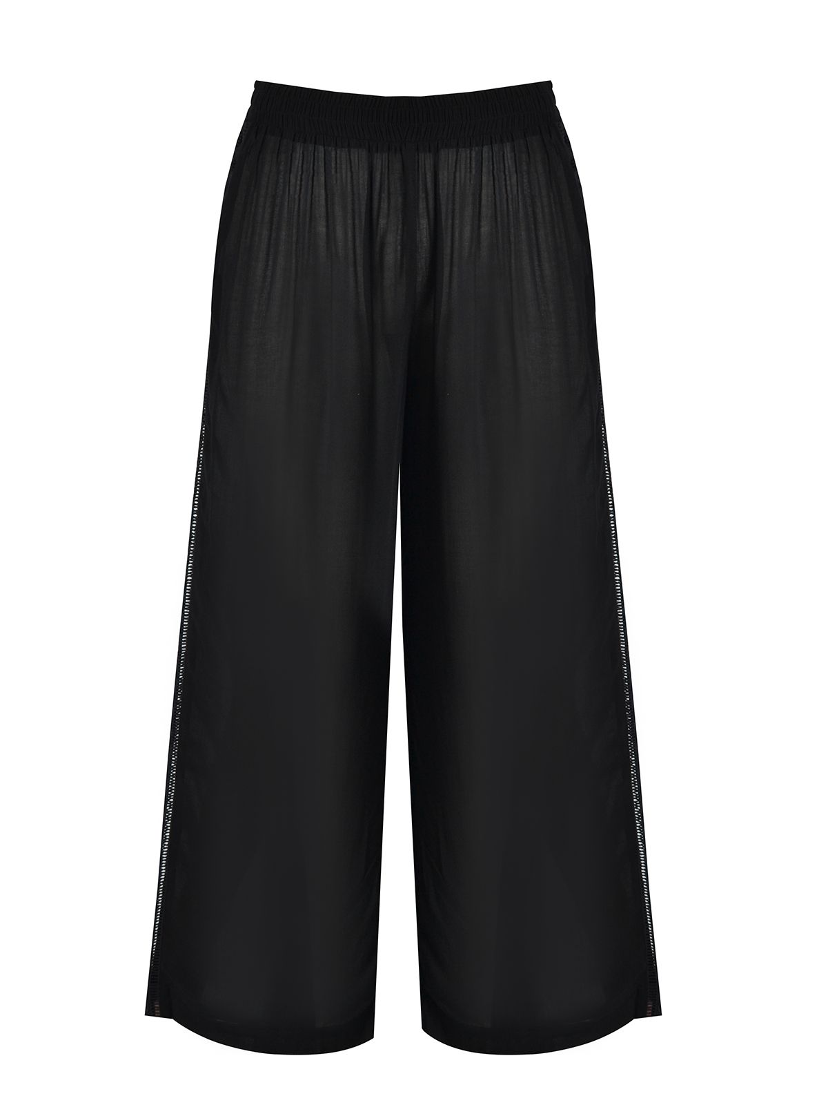 Viscose wide-leg pants with lace side detail