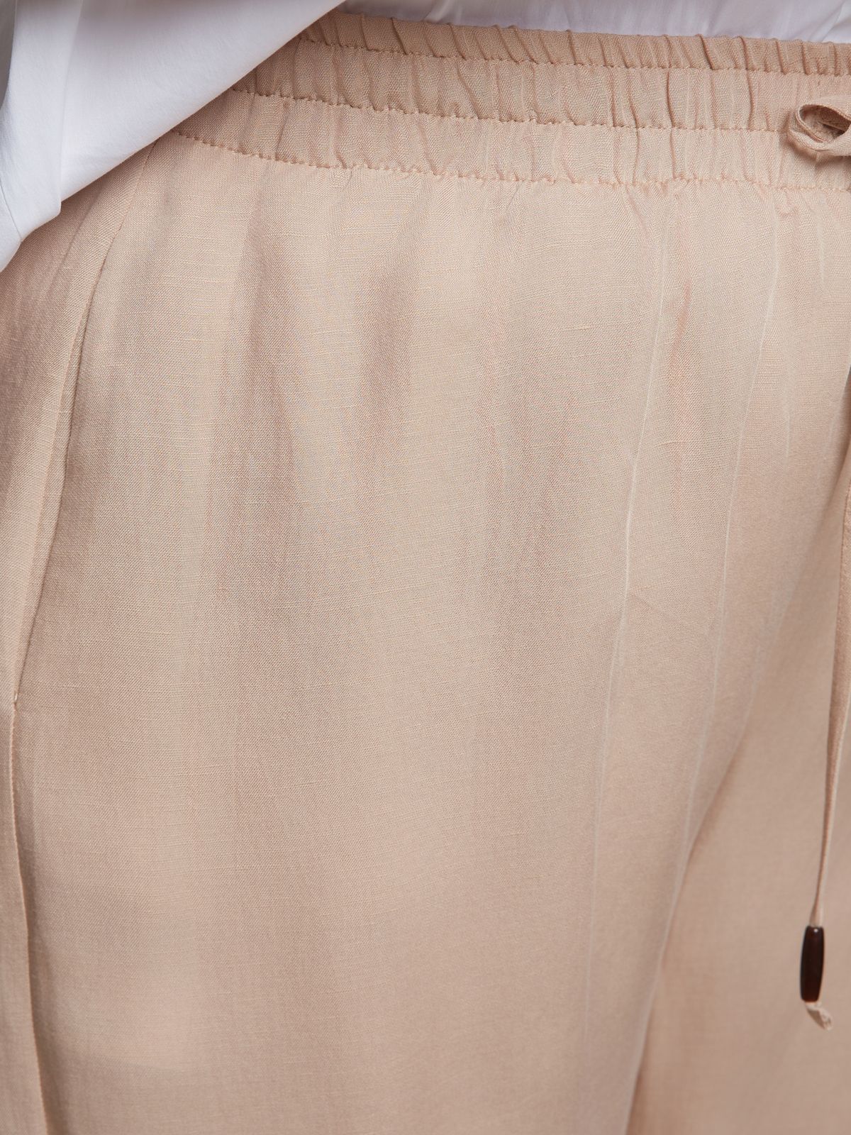 Wide-leg viscose-linen trousers with elastic waistband