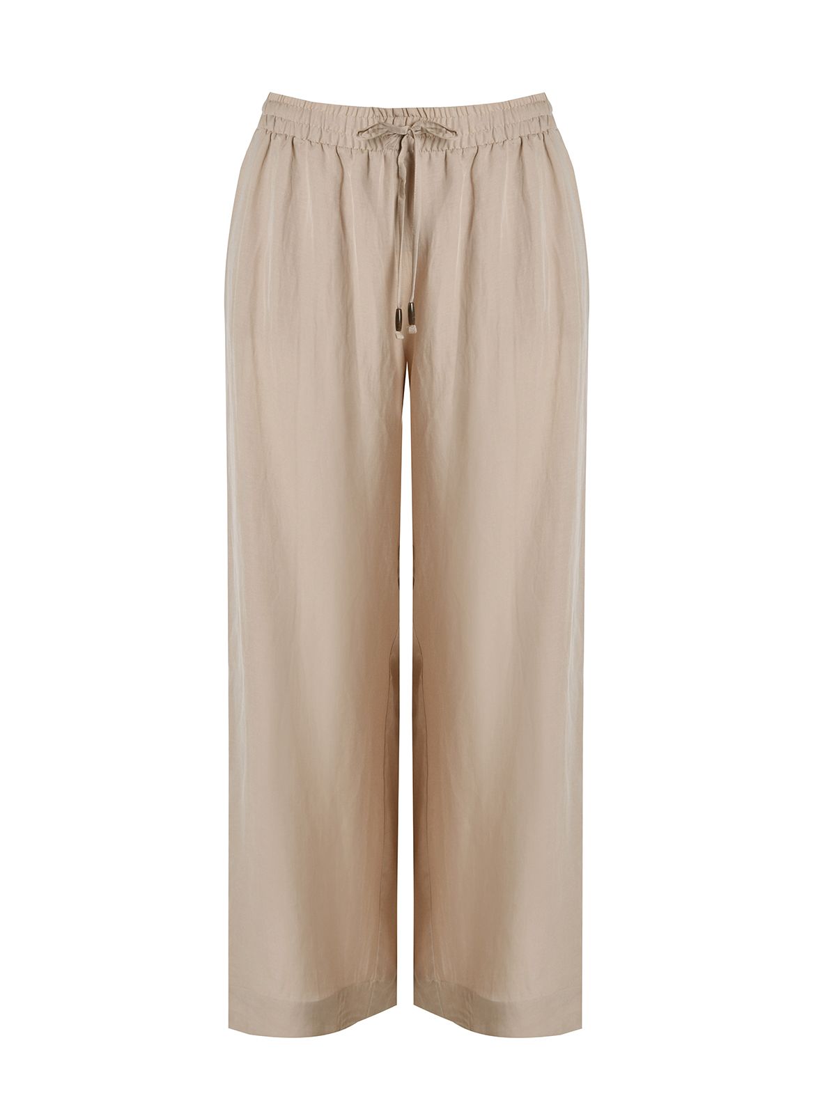 Wide-leg viscose-linen trousers with elastic waistband