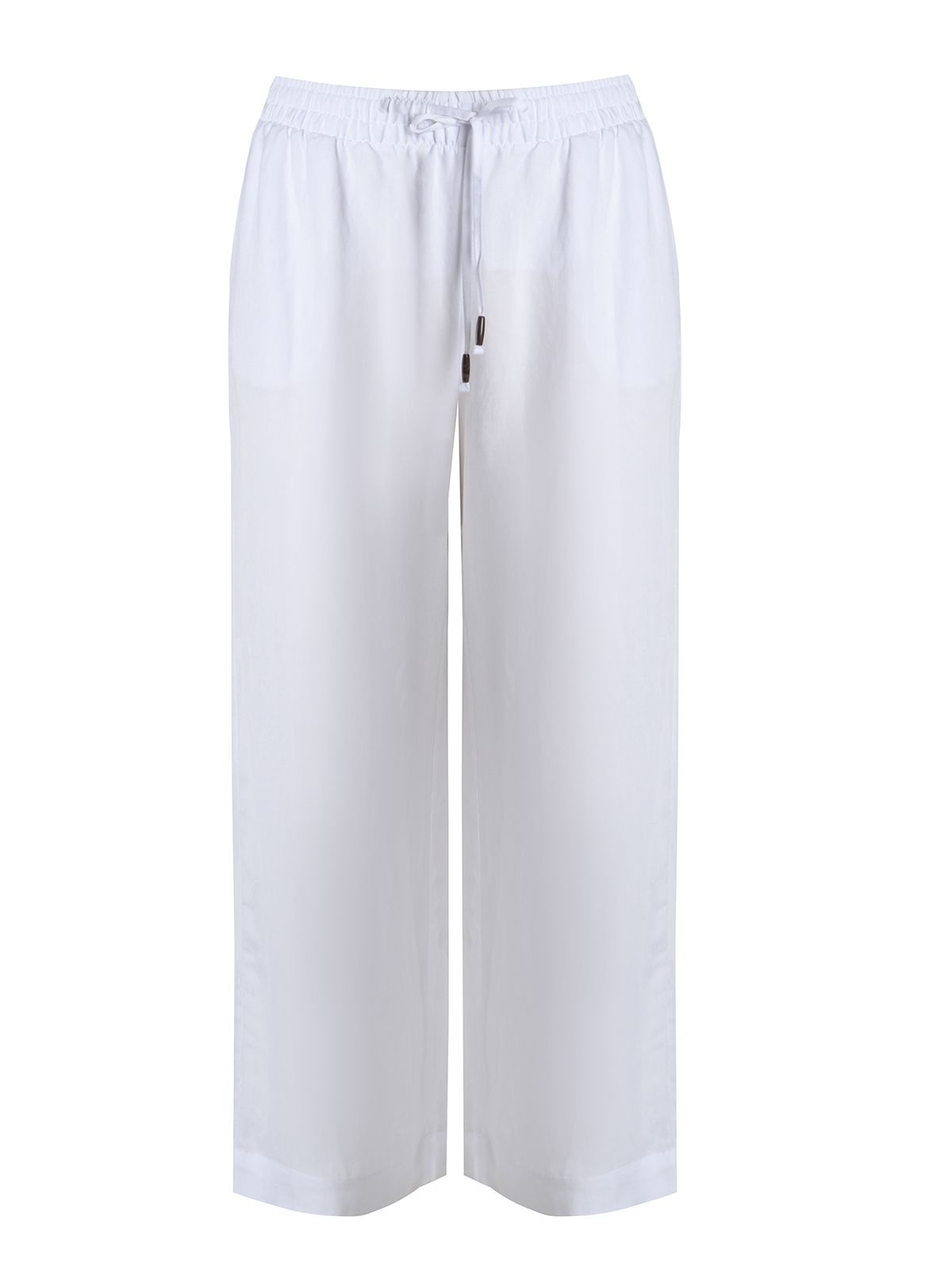 Wide-leg viscose-linen trousers with elastic waistband