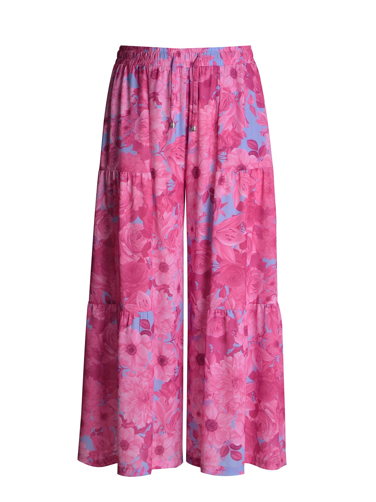 Floral wide-leg tiered pants