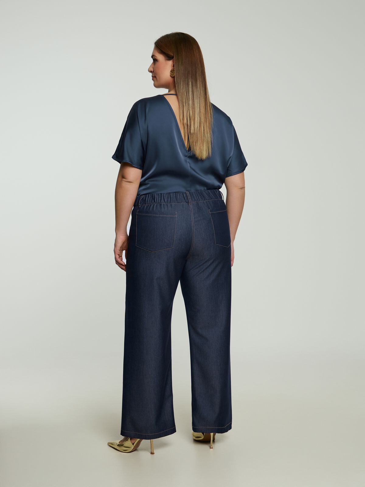 Denim wide-leg pants