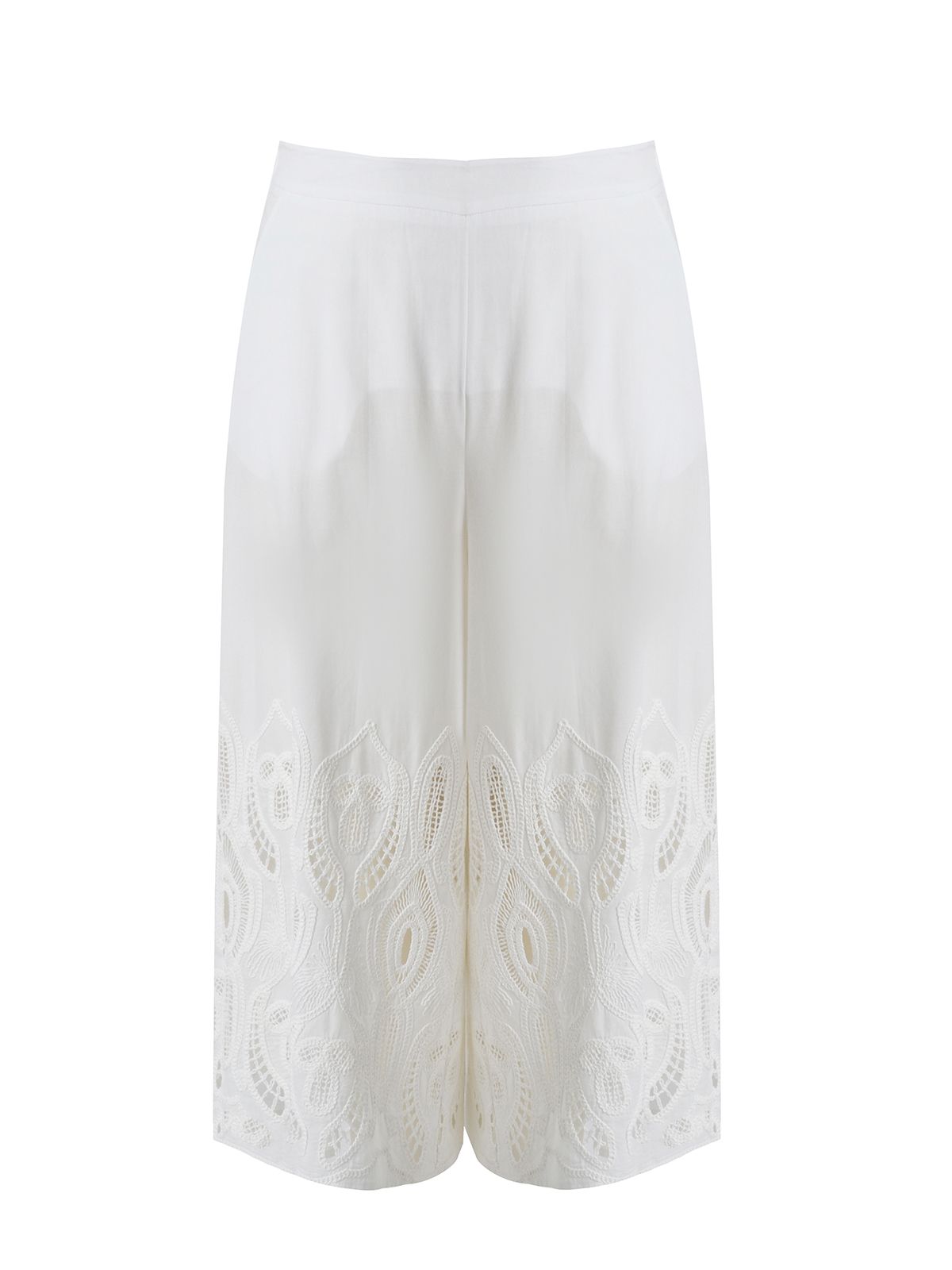 Cotton broderie-detail cropped pants
