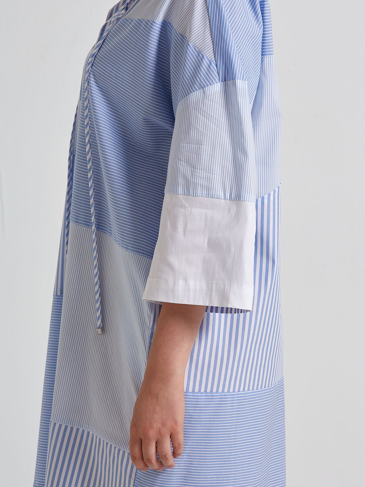 Patchwork striped cotton-poplin dress