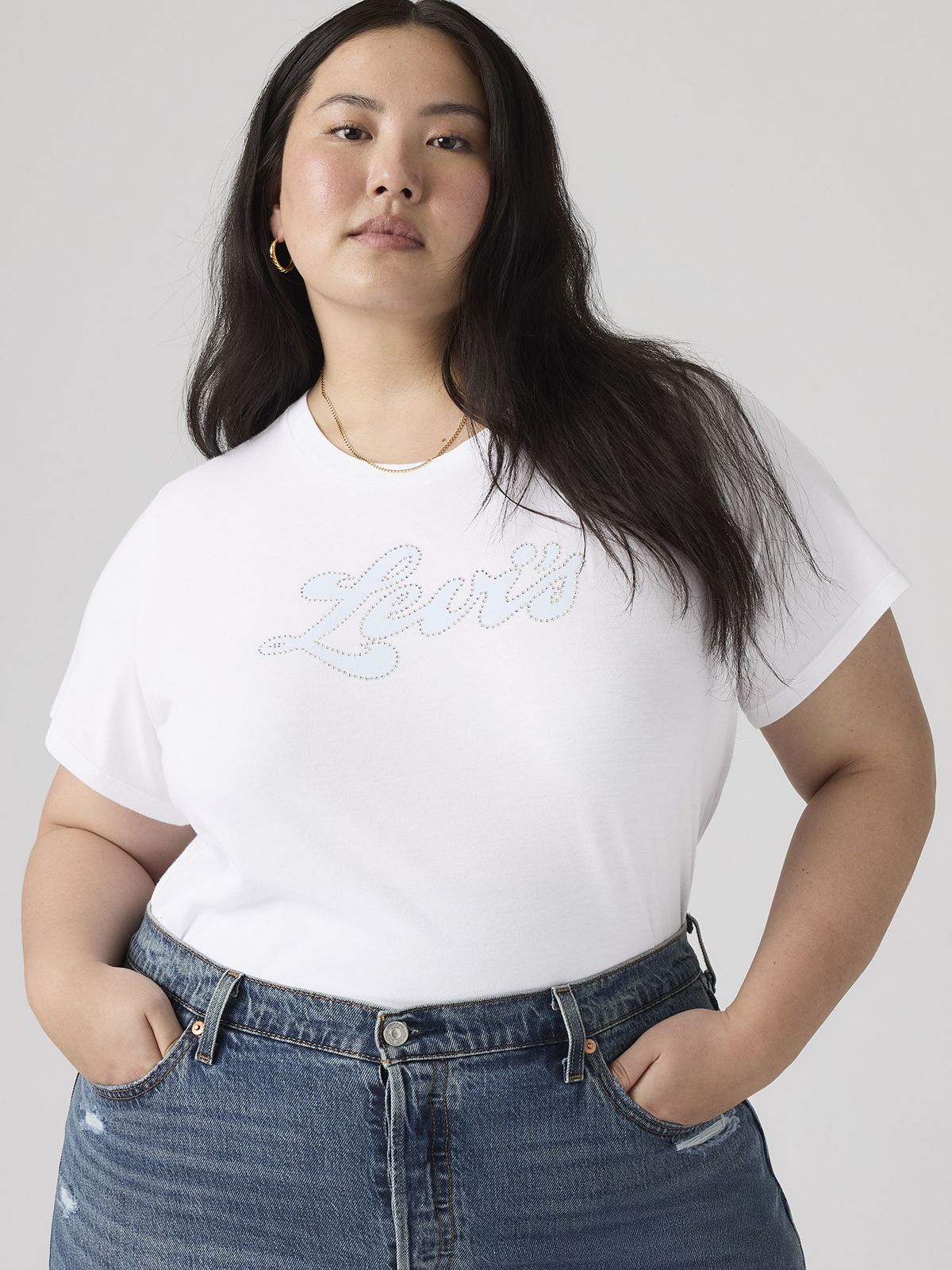 The Perfect Tee Rhinestone Sporty Bright White