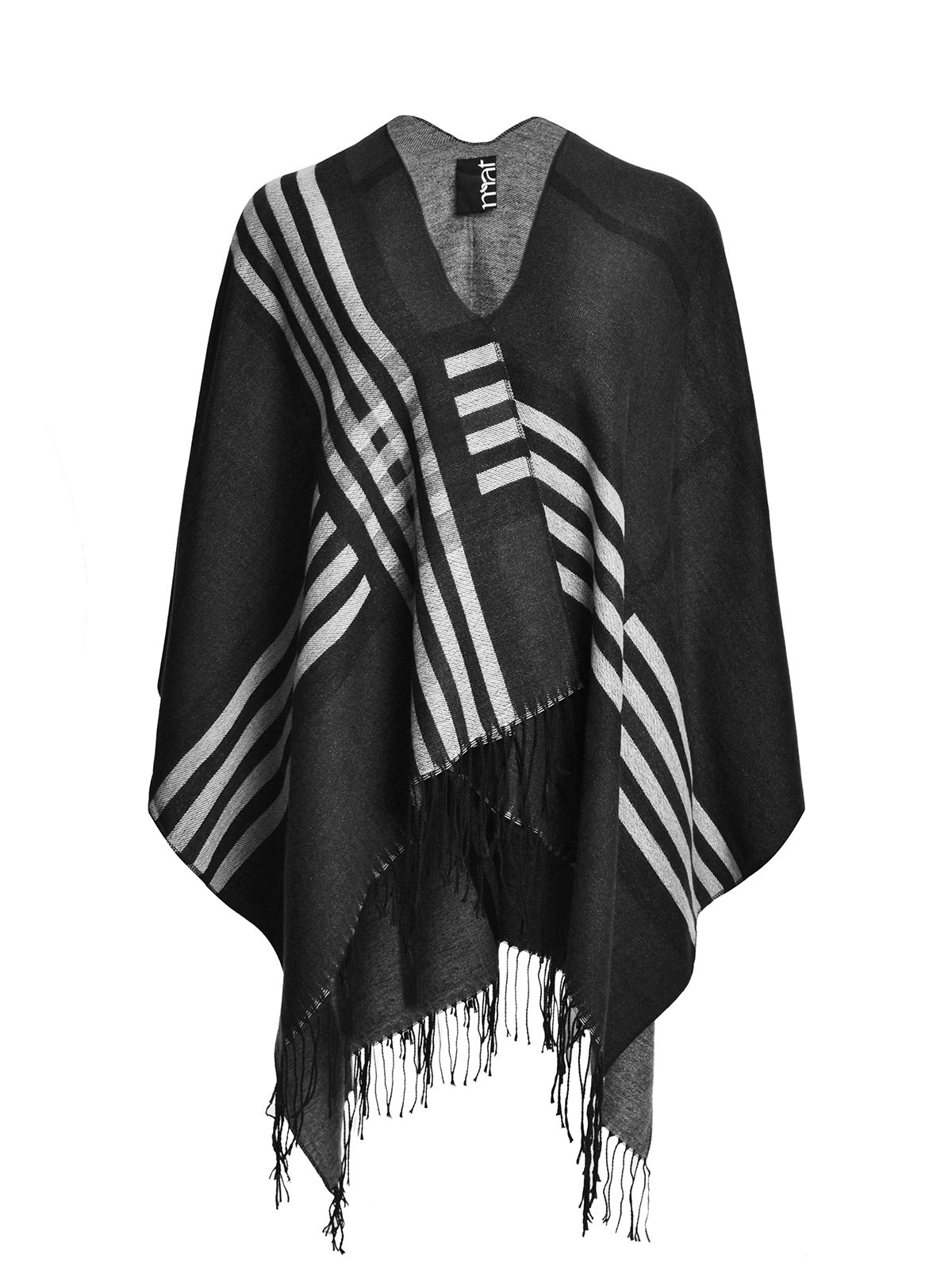 Plaid fringe cape
