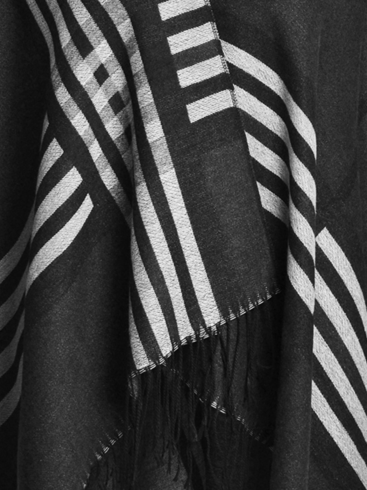 Plaid fringe cape