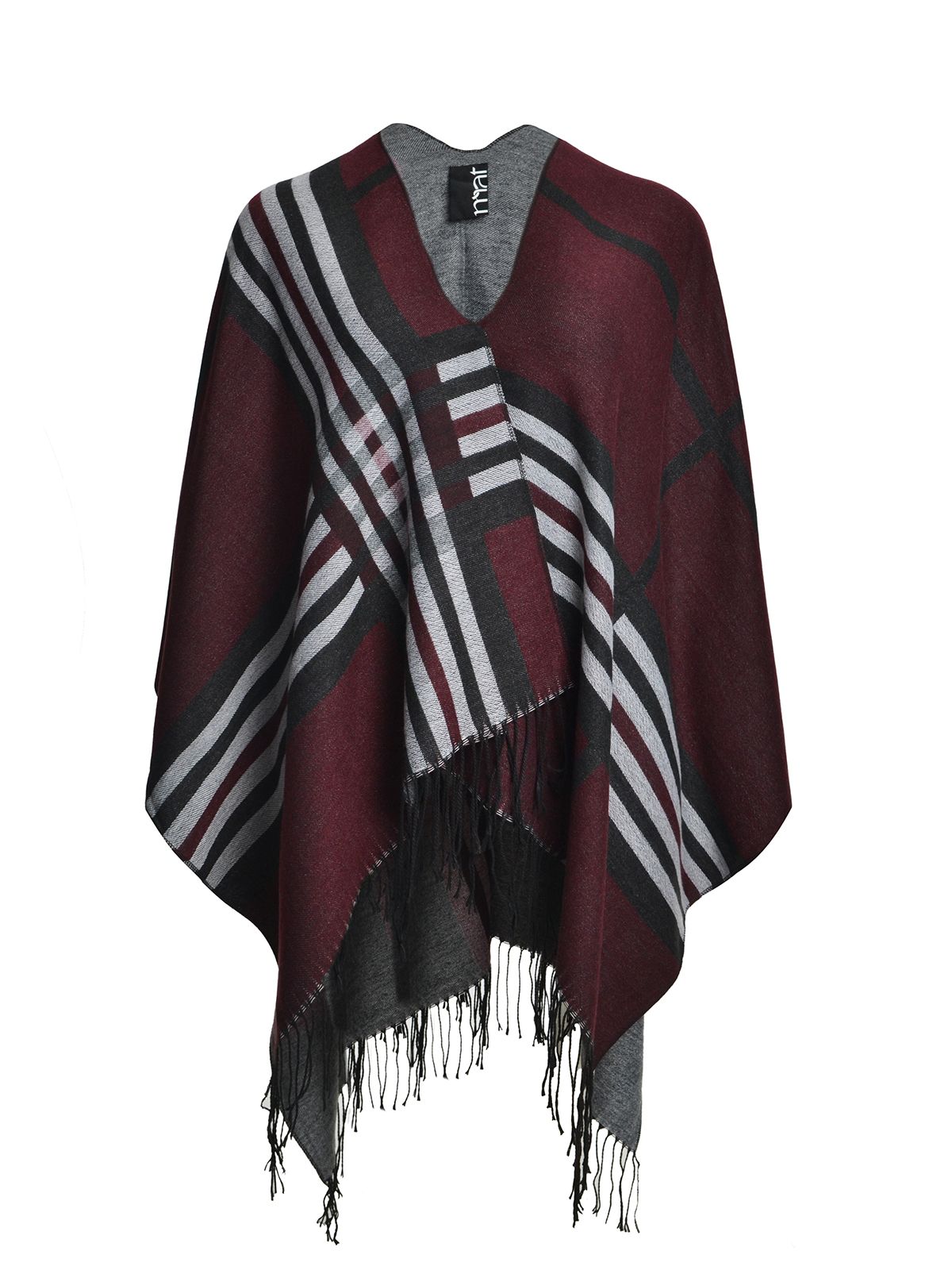 Plaid fringe cape
