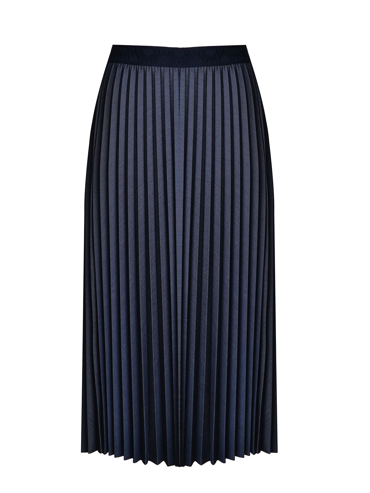 Pleated denim midi skirt