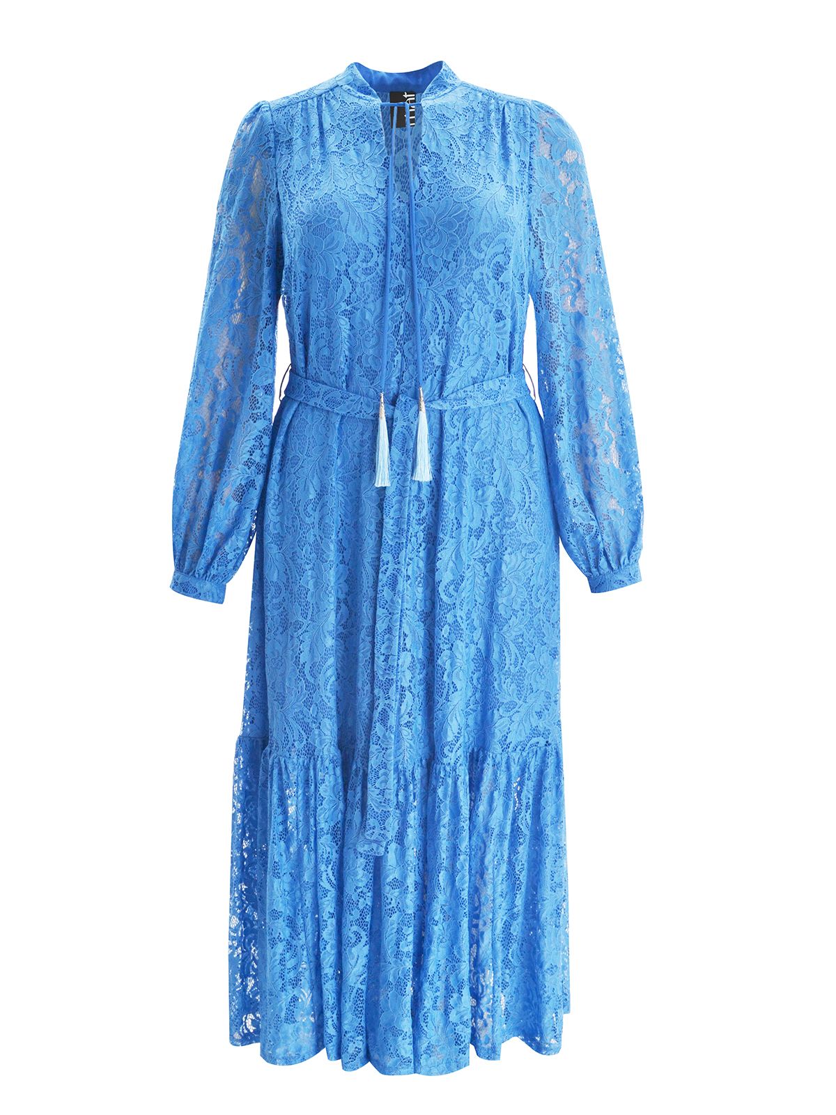 Pleated lace dress with neckties
