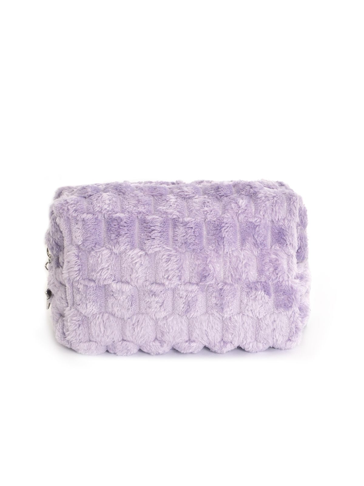 Plush-striped texture cosmetic bag
