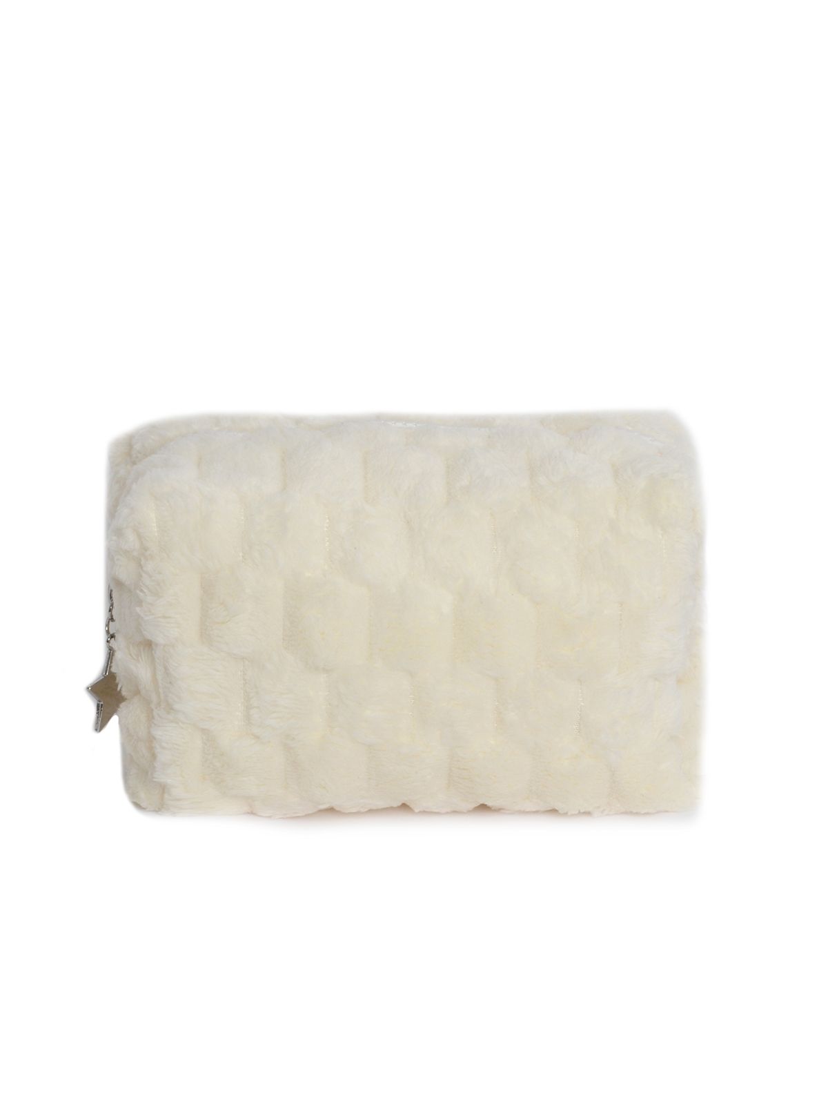 Plush-striped texture cosmetic bag