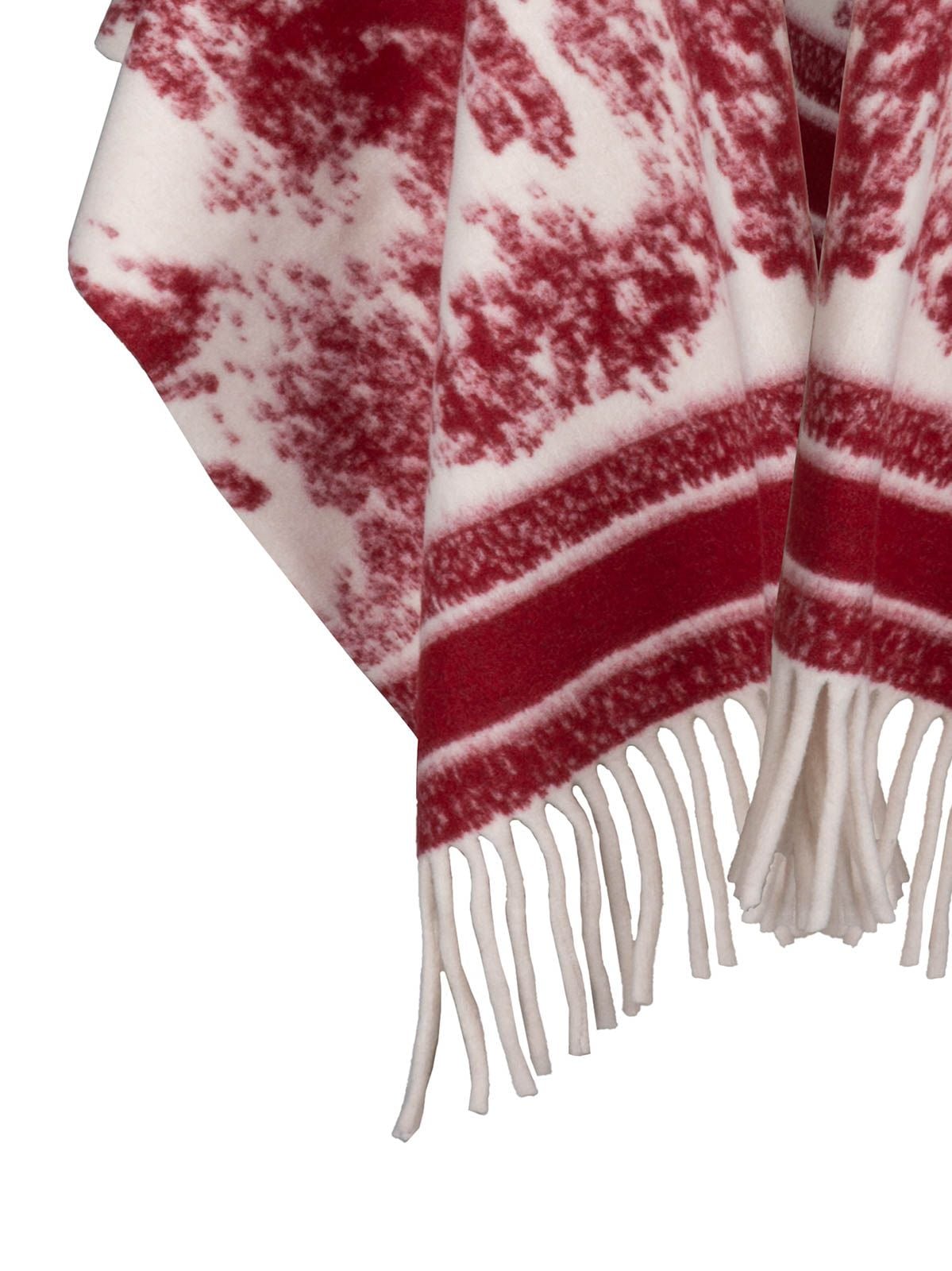 Abstract motif fringed poncho
