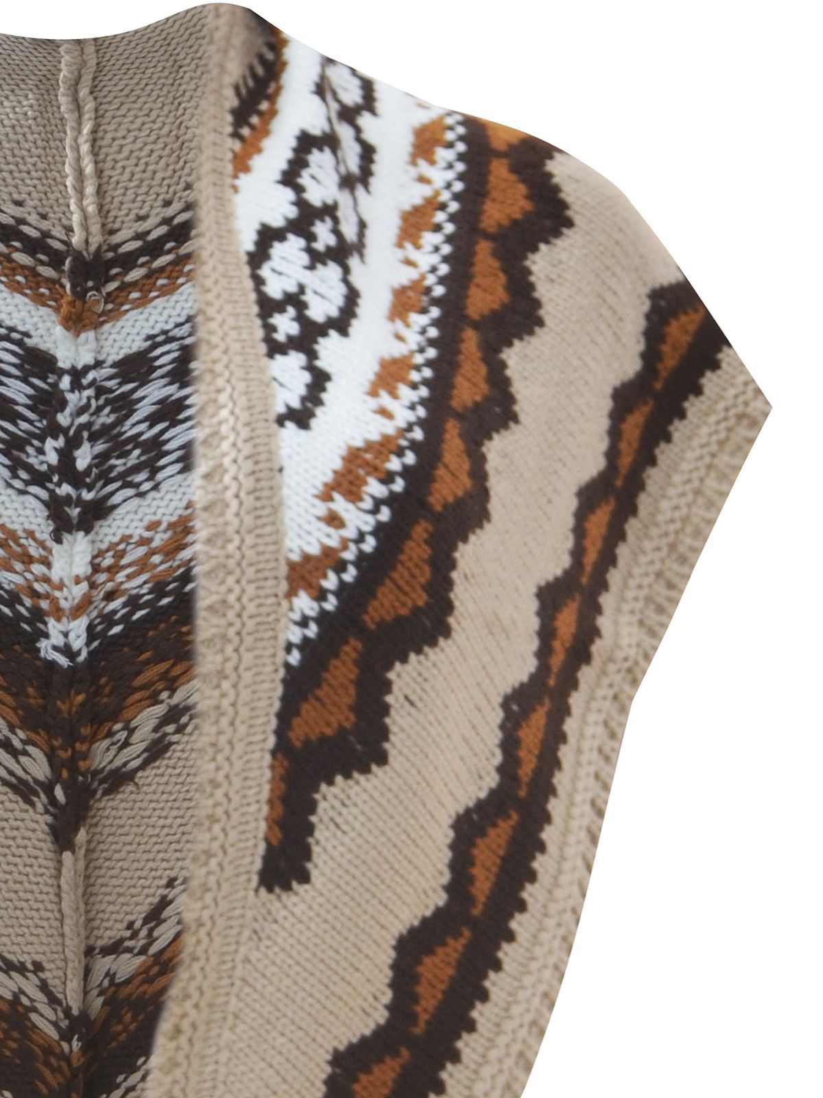 Patterned knitted cape with tassels