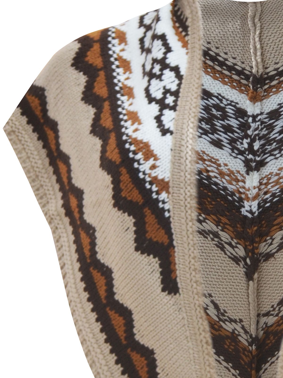 Patterned knitted cape with tassels