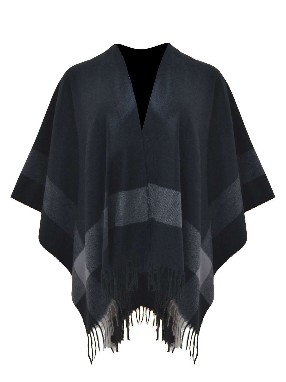 Black plaid fringe cape