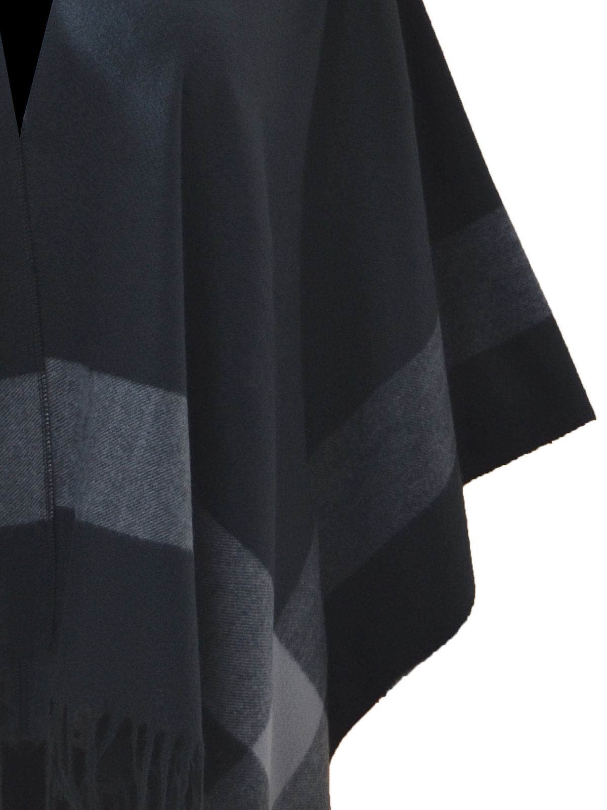Black plaid fringe cape