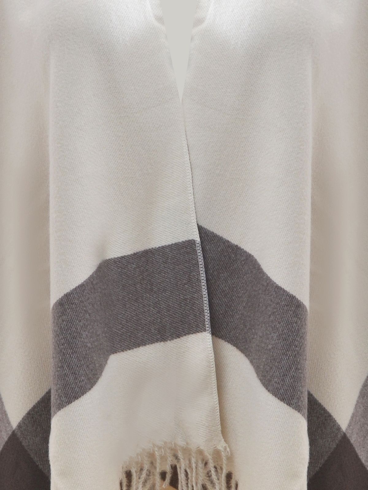 Cream plaid fringe cape