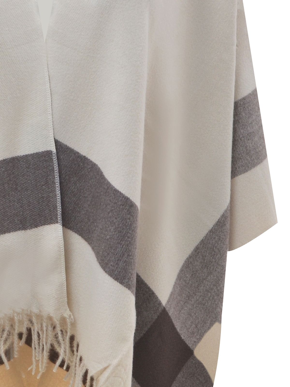 Cream plaid fringe cape
