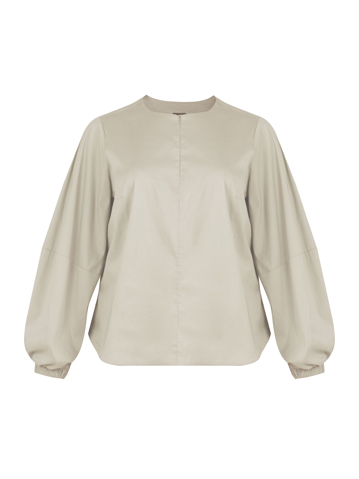 Mat Fashion Poplin blouse with balloon sleeves Beige