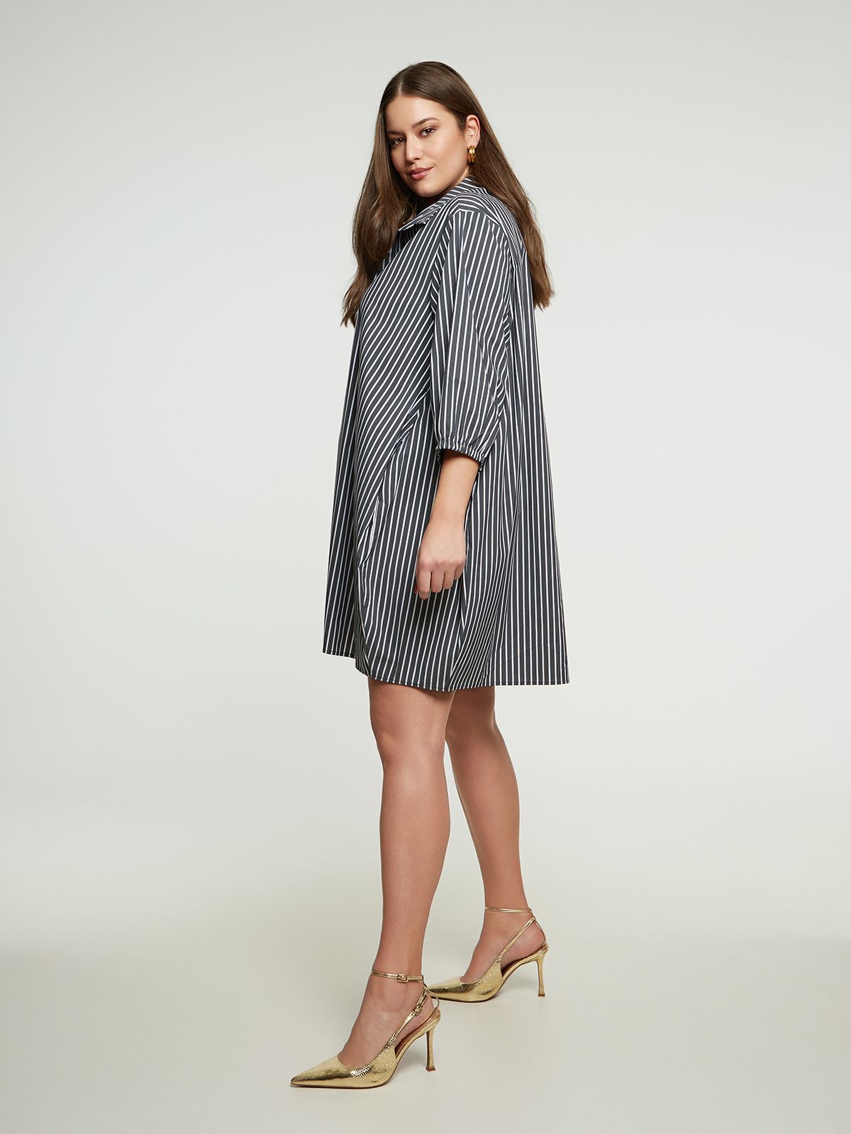 Poplin shirt-dress in stripe print