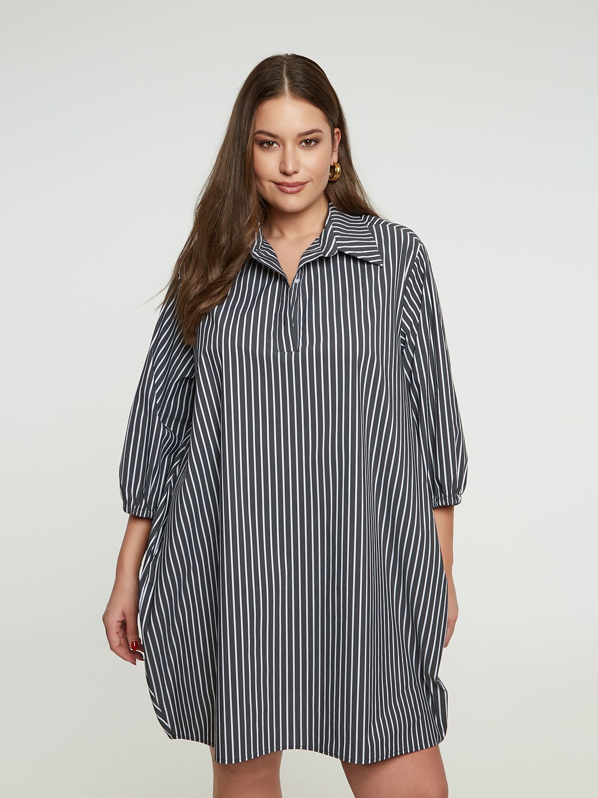 Poplin shirt-dress in stripe print
