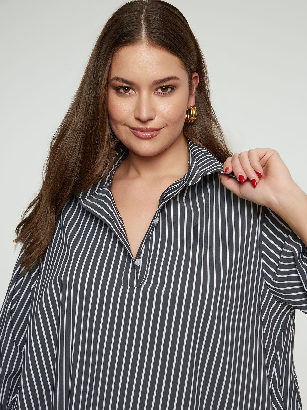 Poplin shirt-dress in stripe print
