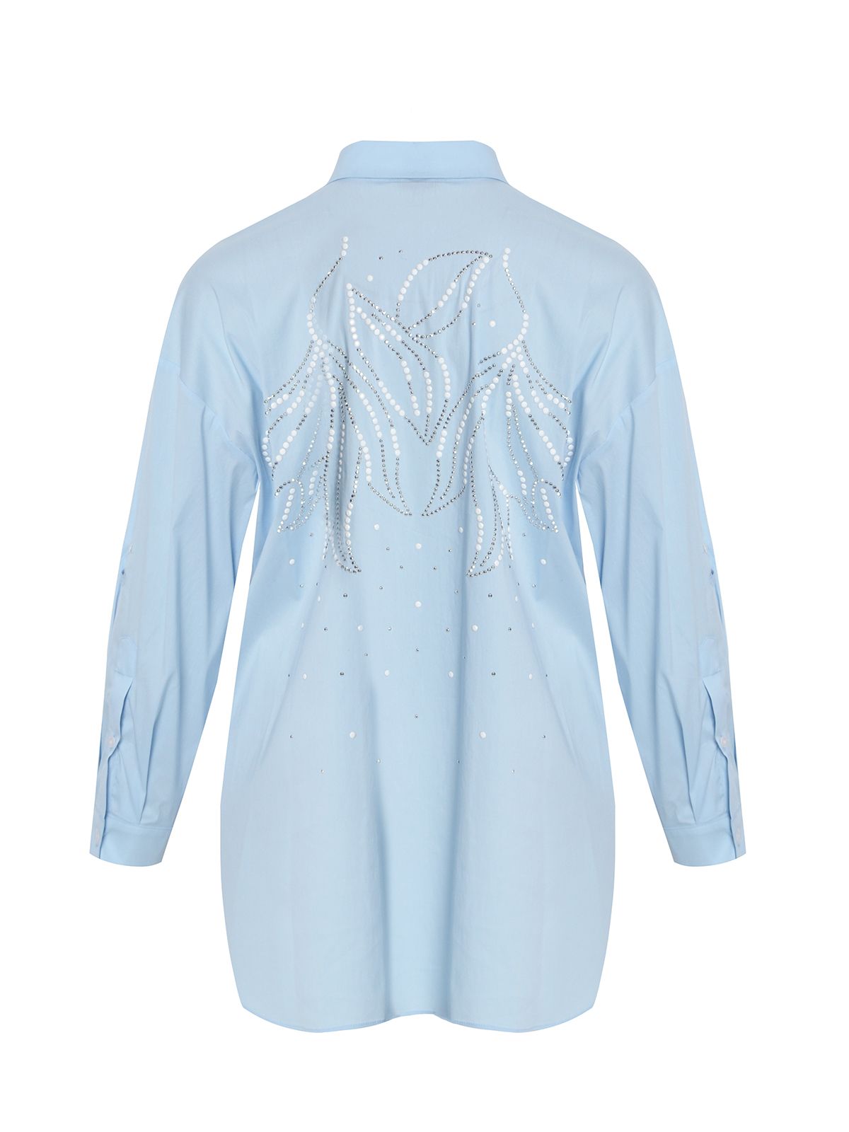 Poplin shirt with strass-detailed back
