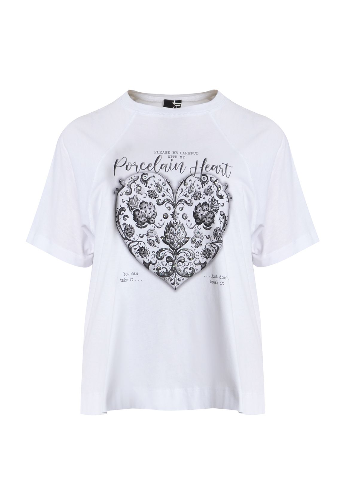 Porcelain Heart strass-detailed graphic cotton t-shirt