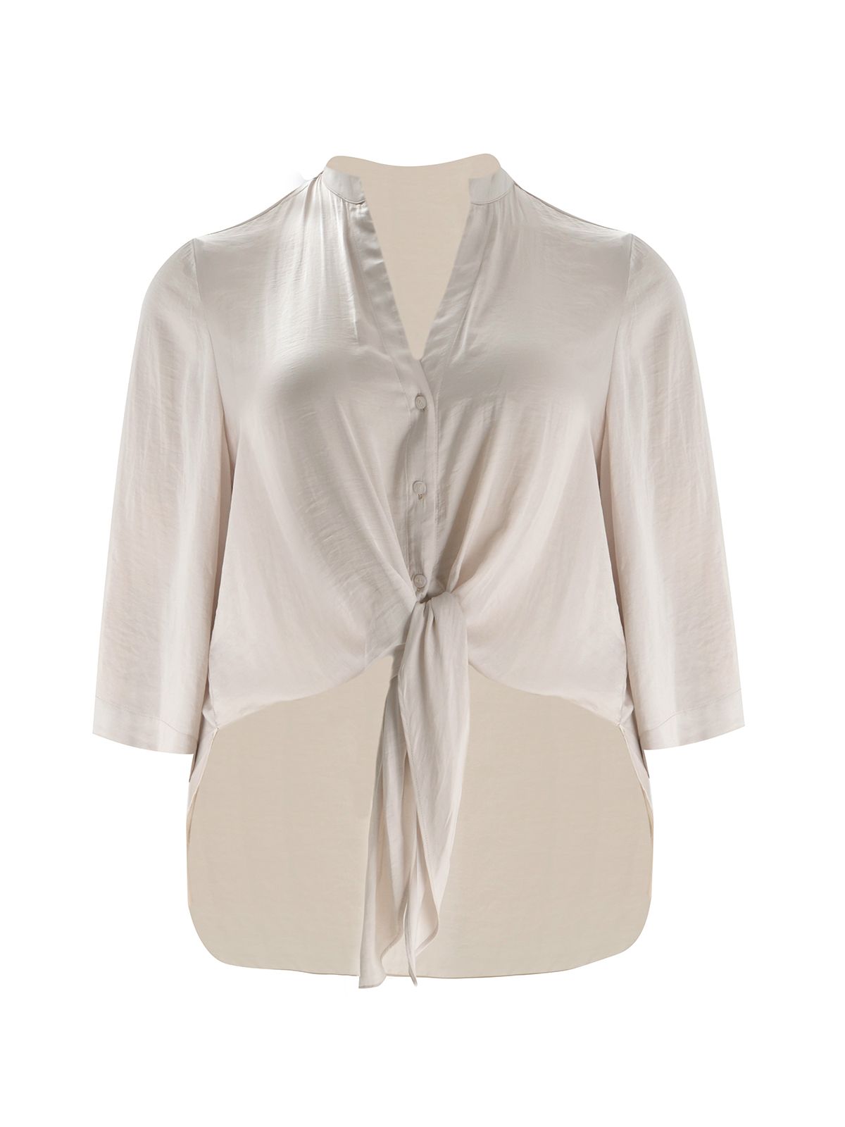 Cream satin tie-front shirt