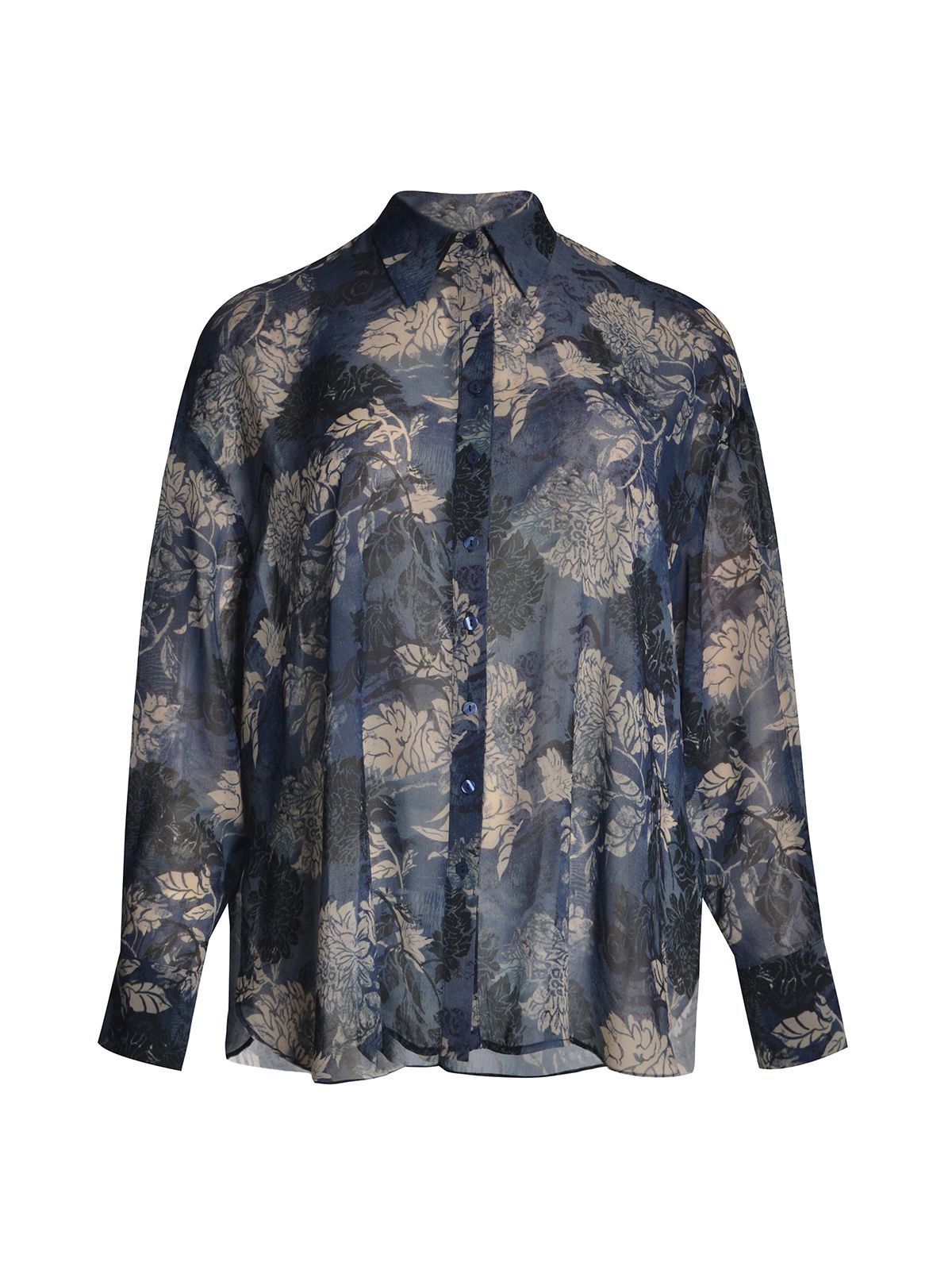 Floral sheer oversized shirt