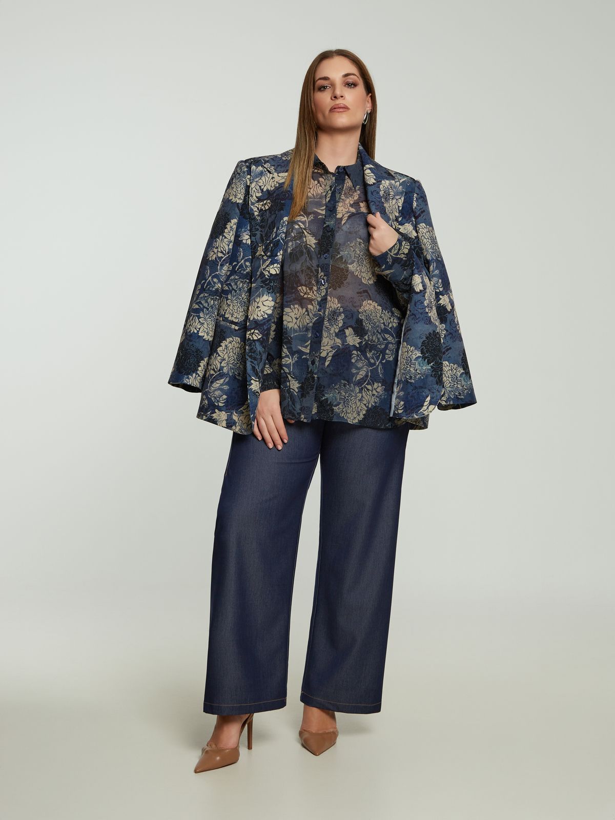 Floral sheer oversized shirt
