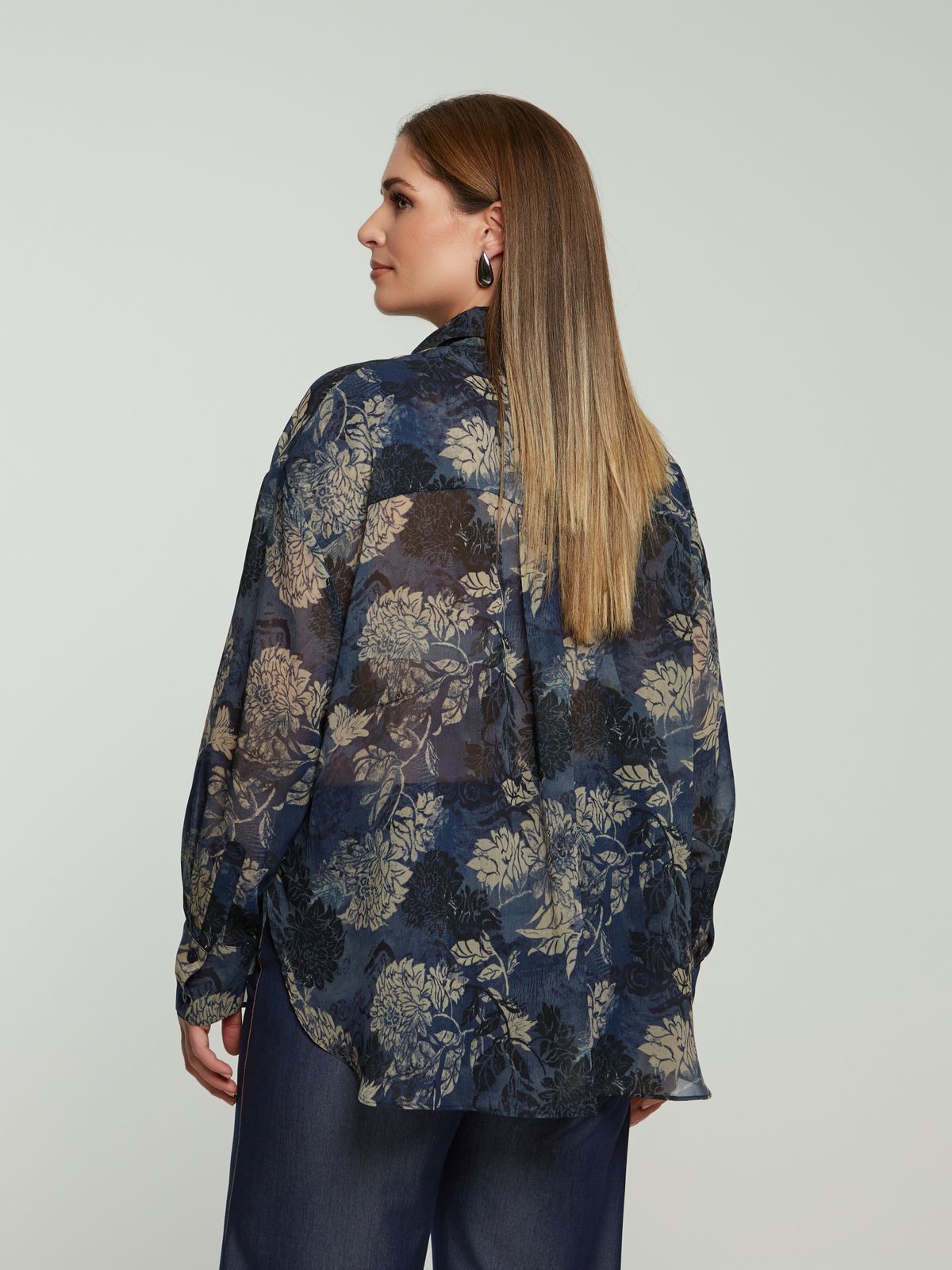 Floral sheer oversized shirt