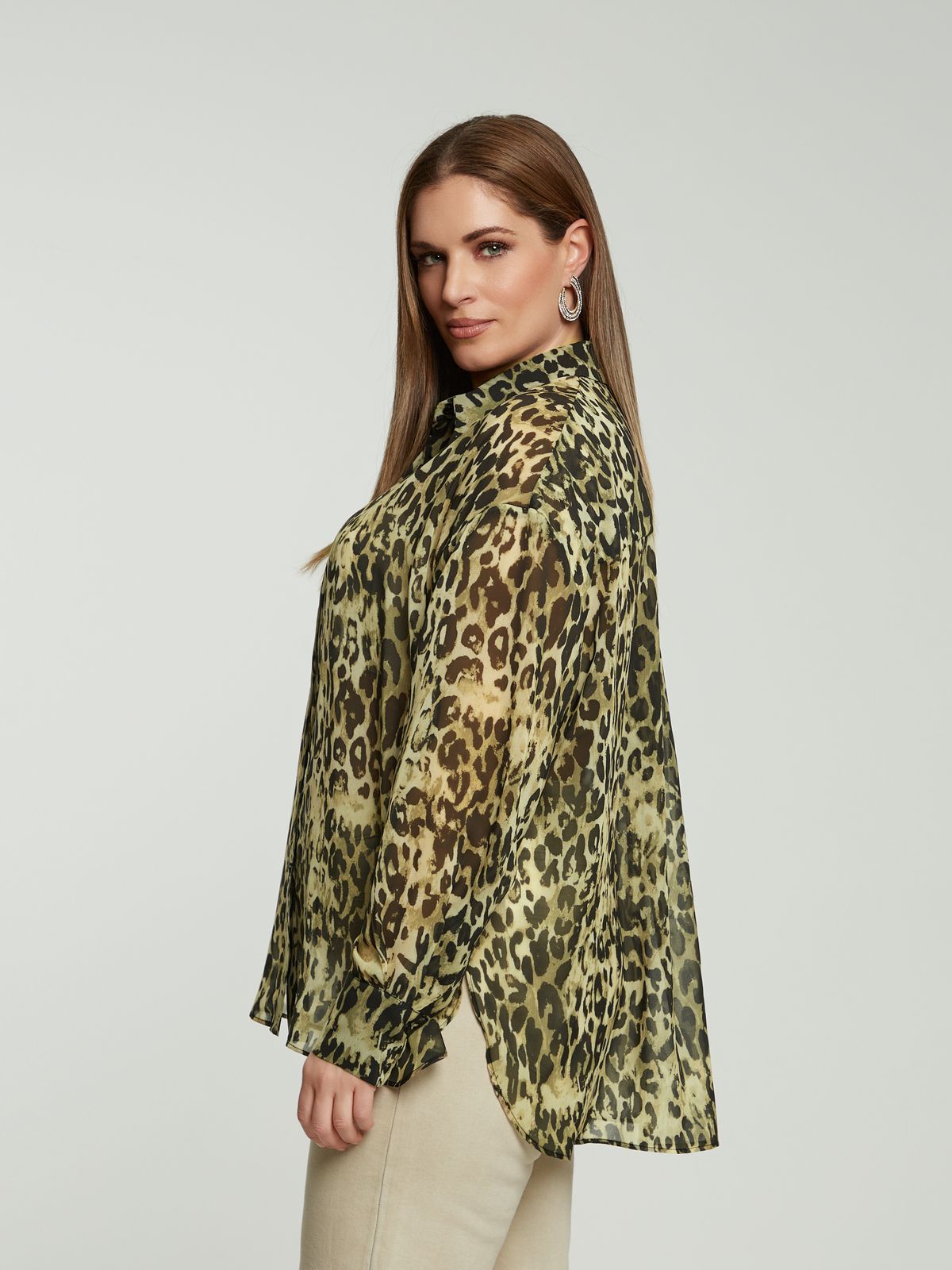 Leopard sheer oversized shirt