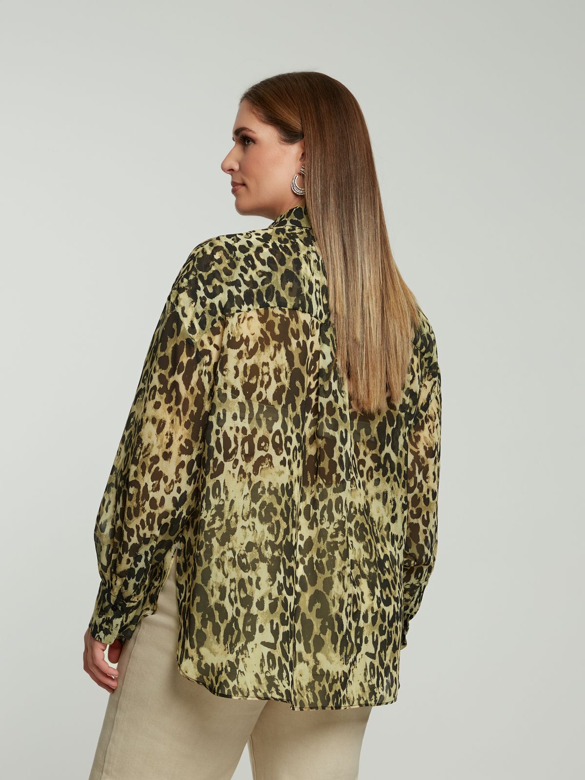 Leopard sheer oversized shirt
