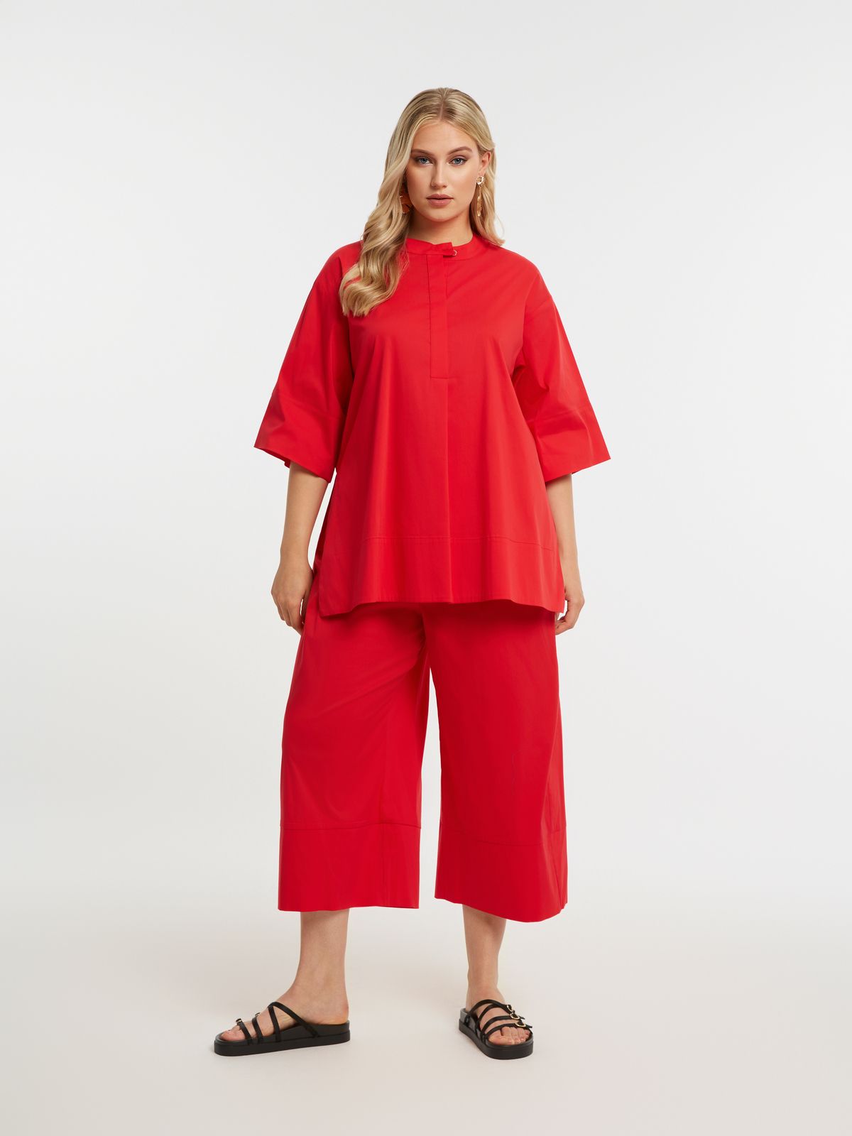 Flowy modal blend mao neck shirt