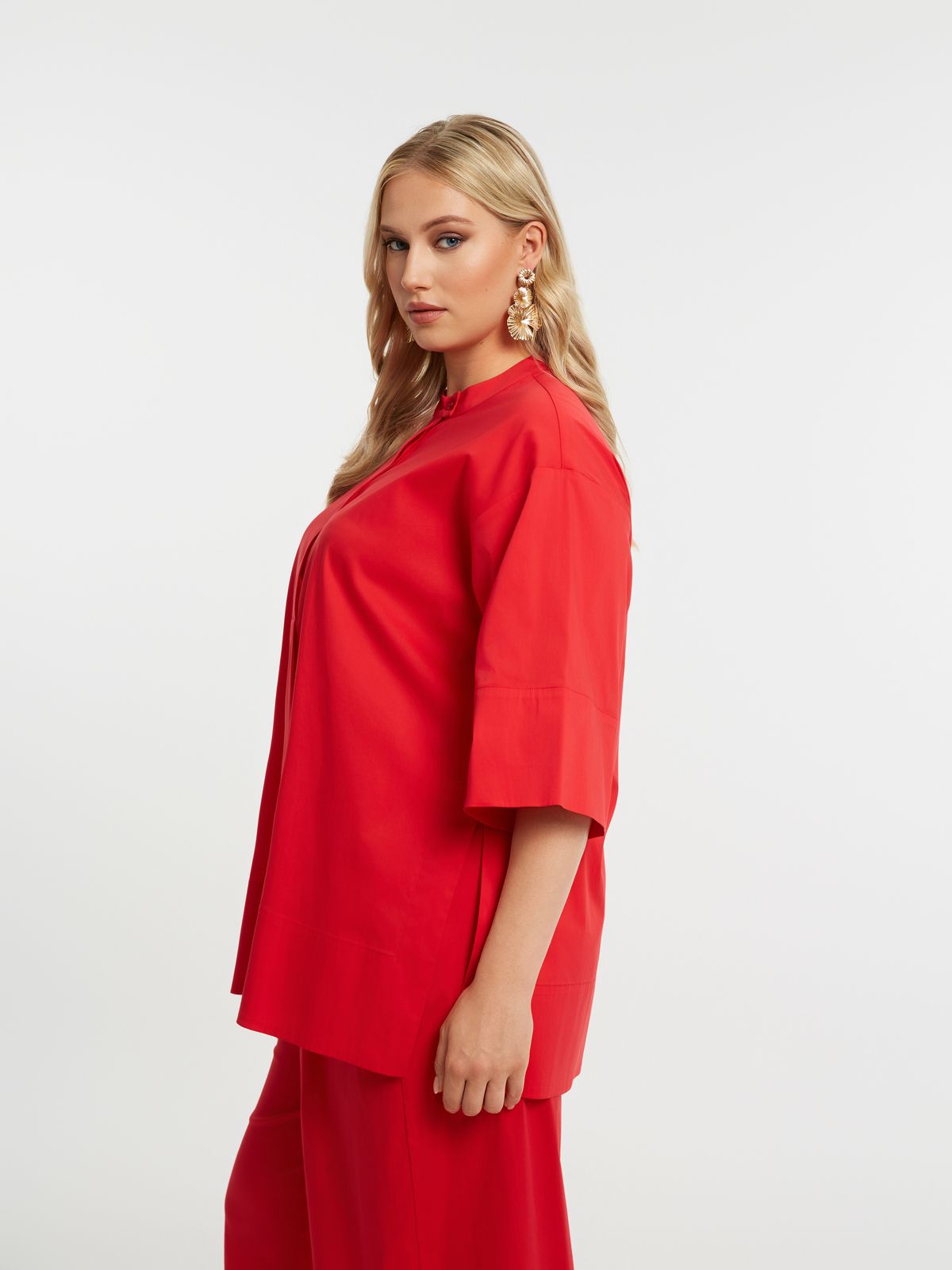 Flowy modal blend mao neck shirt